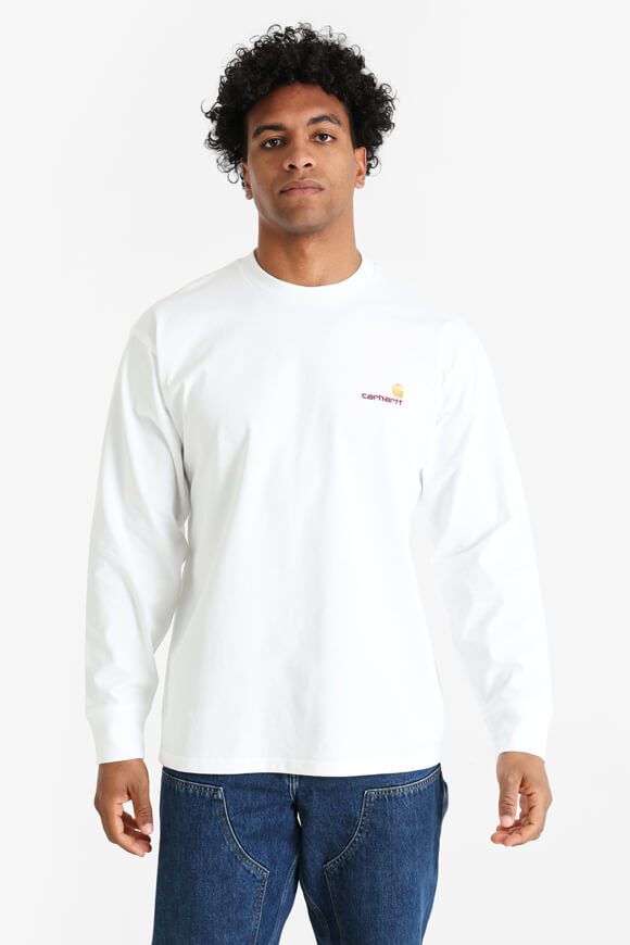 Carhartt WIP American Script Langarmshirt - White M Herren