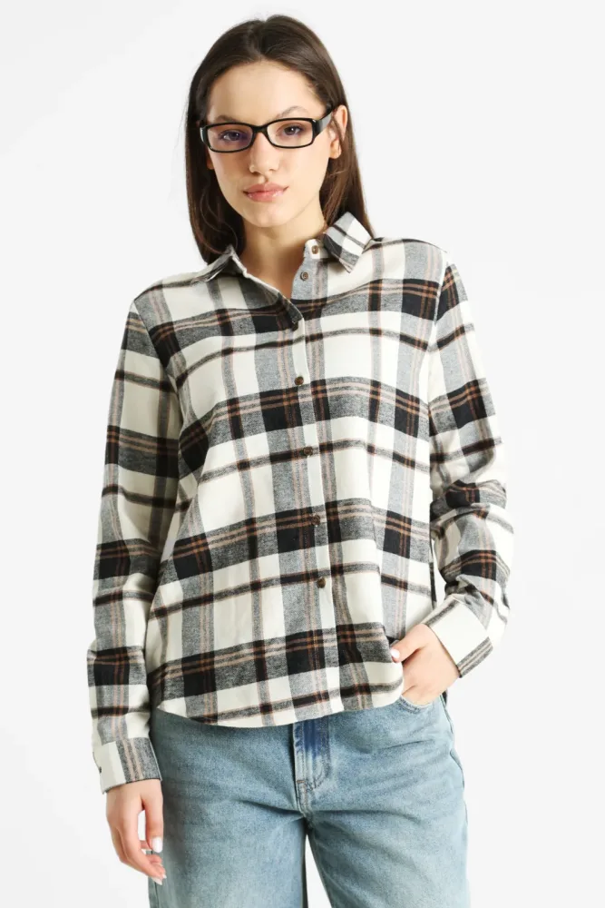 Only ONLFIE Hemd - Toasted Coconut + Black XS Damen