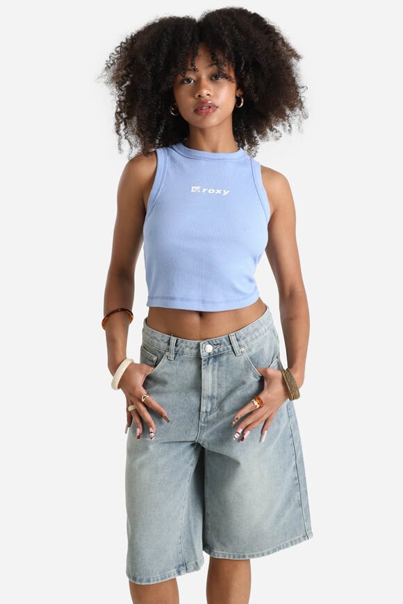 Roxy Iconic Days Geripptes Crop Tanktop - Grapemist M Damen