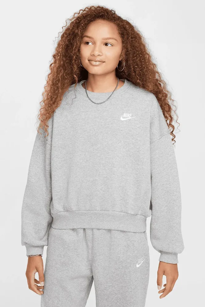Nike Sportswear Club Fleece Oversize Sweatshirt - Grey Heather L Kids