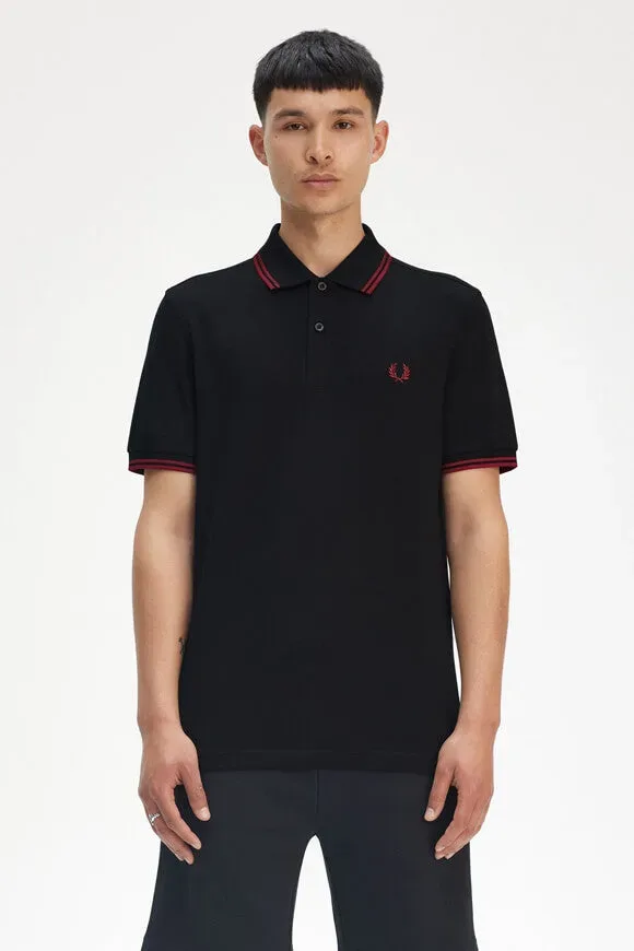 Fred Perry Twin Tipped Poloshirt - Black M Herren