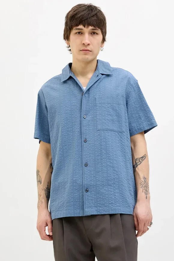 Jack & Jones Premium JPRCCEASTON Oversize Hemd aus Seersucker - Coronet Blue S Herren