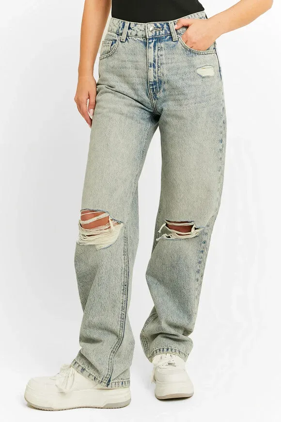 Tally Weijl Straight Leg Jeans - Acid Wash Blue 32 Damen