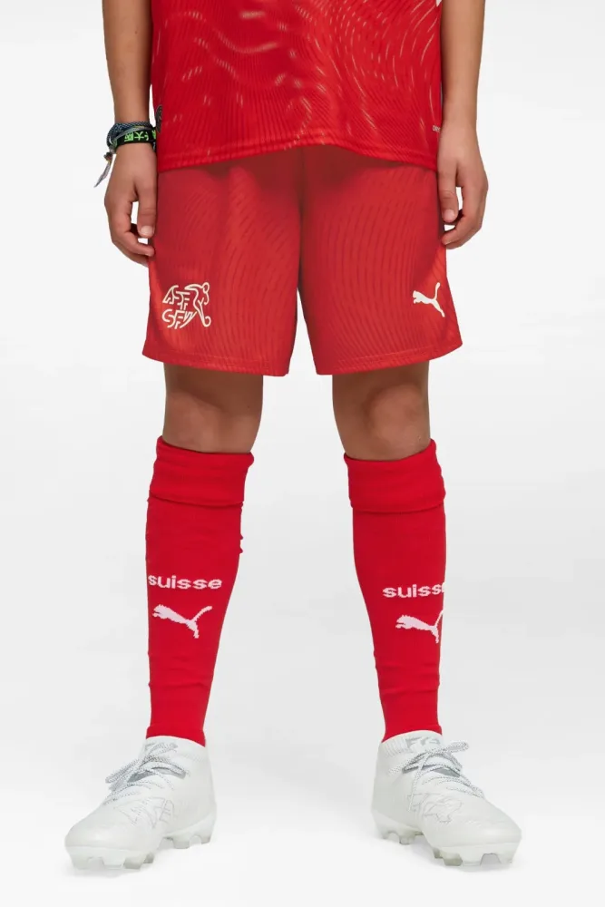 Puma Home Schweiz 2026 Mesh Shorts - Red + White 140 Kids