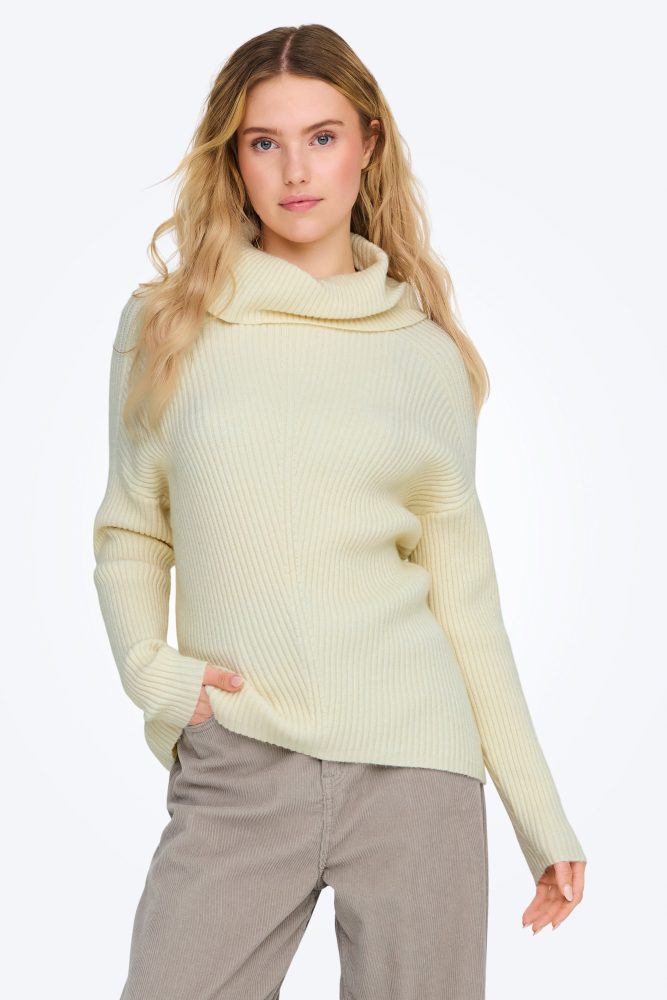 Only ONLKATIA Gerippter Strickpullover - Whitecap Gray M Damen