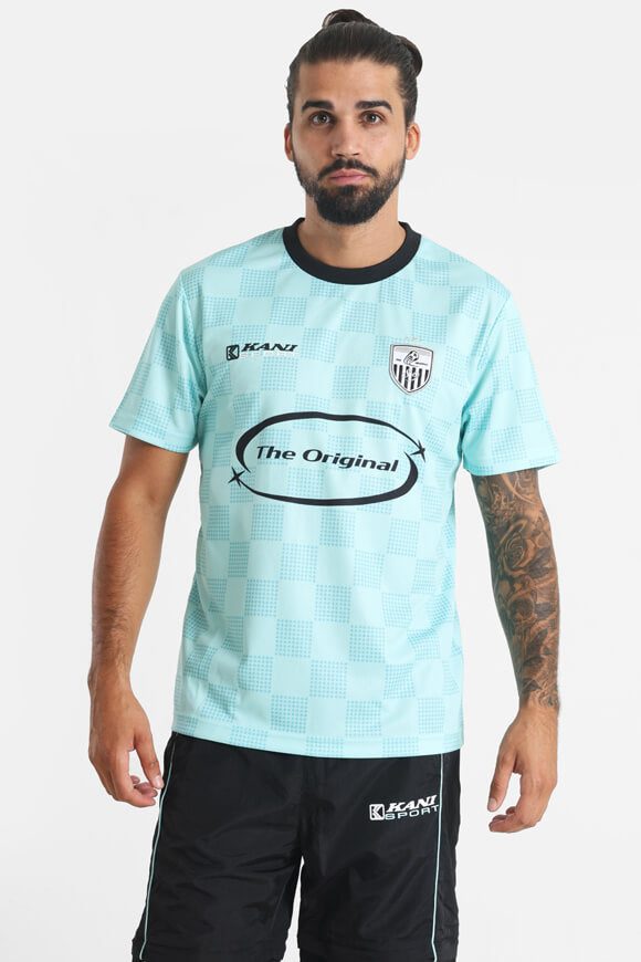 Karl Kani OG Sport Star Check T-Shirt - Light Blue + Black M Herren