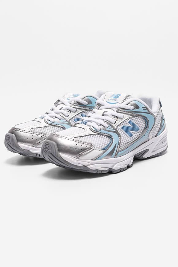 New Balance Core Kids Sneaker - White + Light Blue + Silver EU33