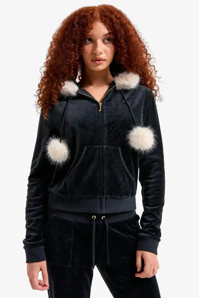 Juicy Couture Samt Crop Jacke - Black S Damen