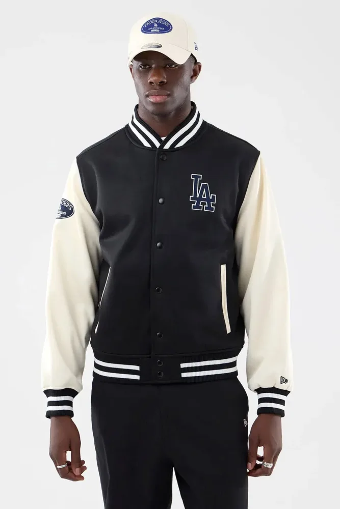 New Era Collegejacke - Black + Offwhite L Herren