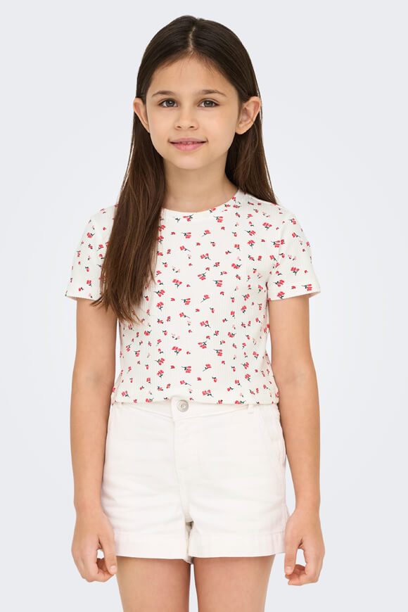 Only KOGBELLA Crop T-Shirt - White + High Risk Red 158-164 Kids