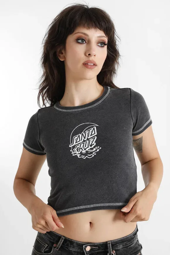 Santa Cruz Crop T-Shirt - Black Acid Wash L Damen