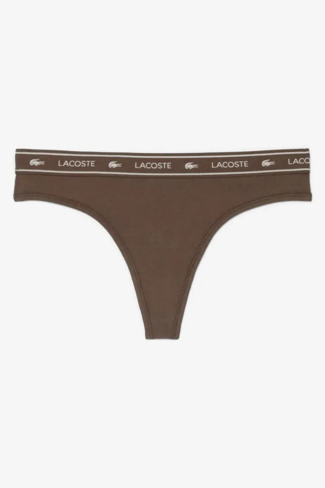 Lacoste String - Dark Brown XS Damen