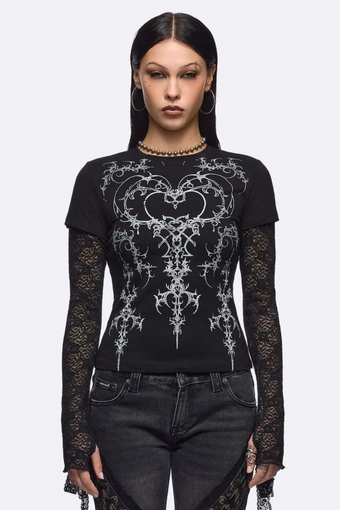 Minga London Heartbreaker Langarmshirt - Black M Damen