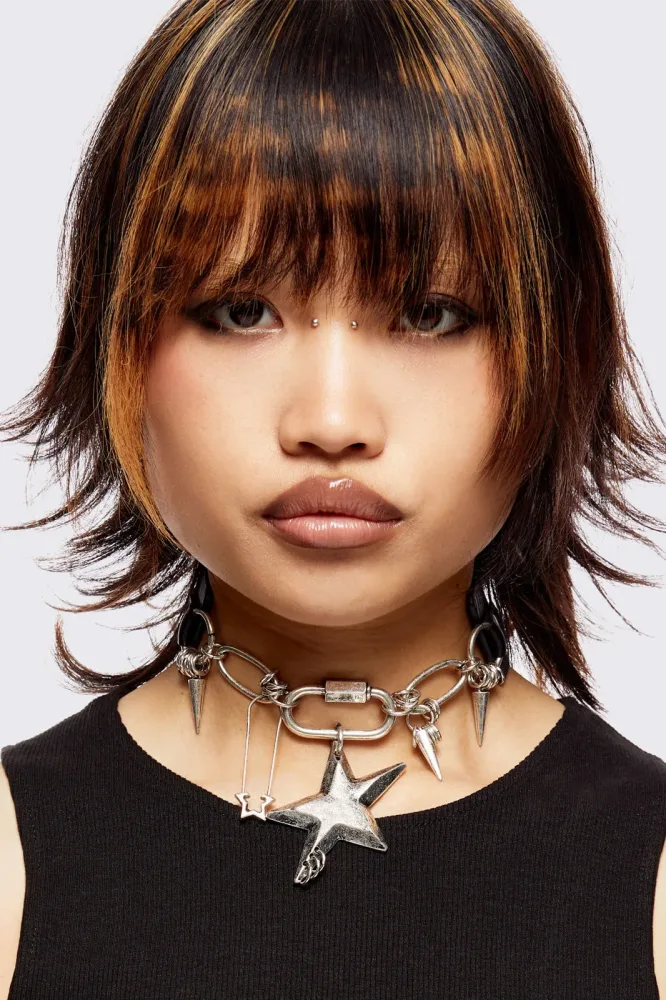 Minga London Darkshine Choker - Oxidized Silver + Black Einheitsgroesse Damen