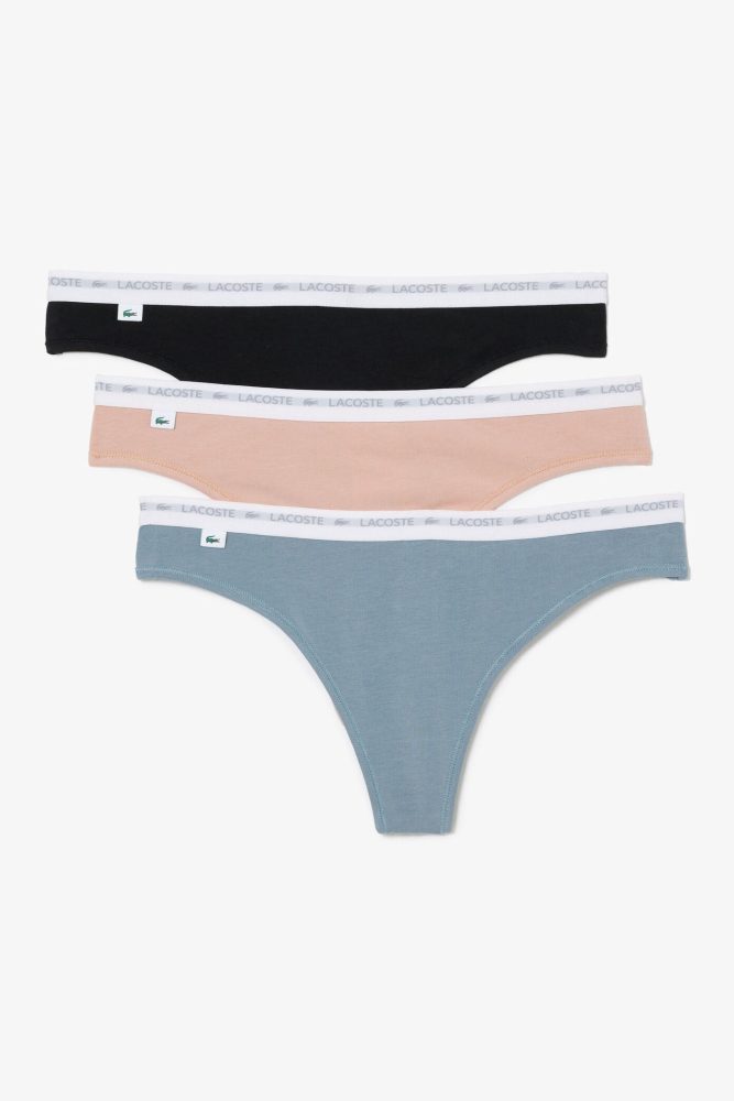 Lacoste Dreierpack Strings - Navy + Light Blue + Flamingo XS Damen