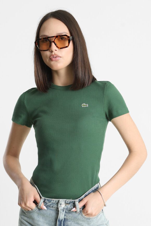 Lacoste Geripptes T-Shirt - Green 36 Damen