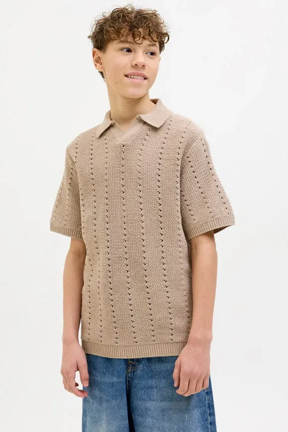 Jack & Jones Junior JORPAROS Strick Poloshirt - Safari 140 Kids