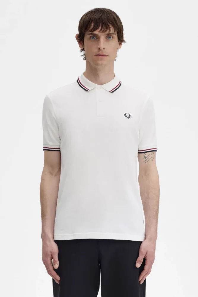 Fred Perry Poloshirt - White M Herren