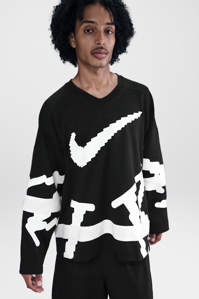 Nike Strukturiertes Langarmshirt - Black + White L Herren