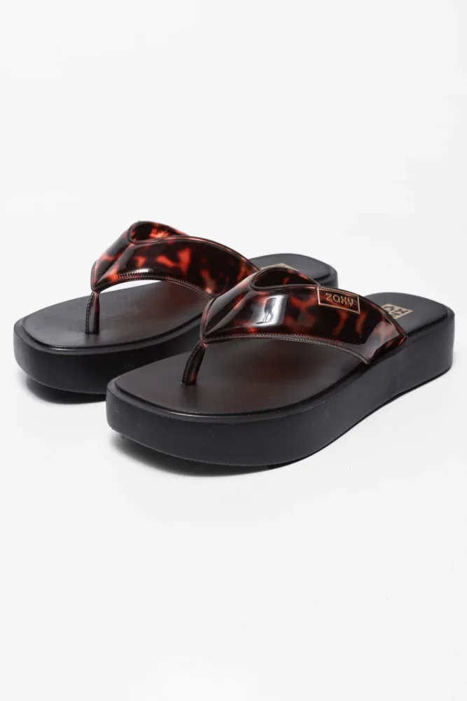 Zaxy Plateau Flip Flops - Black + Tortoiseshell EU37 Damen