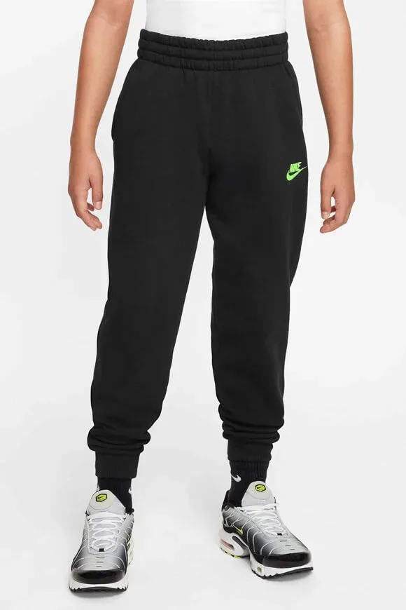 Nike Club Fleece Sweathose - Black + Lime M Kids