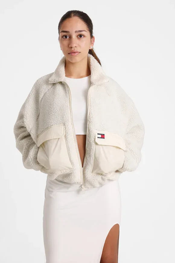 Tommy Jeans Sherpa Jacke - Ancient White S Damen