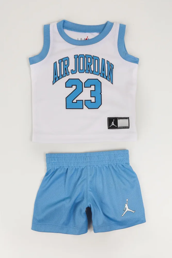 Jordan Air Mesh Baby-Set - White + University Blue 24m