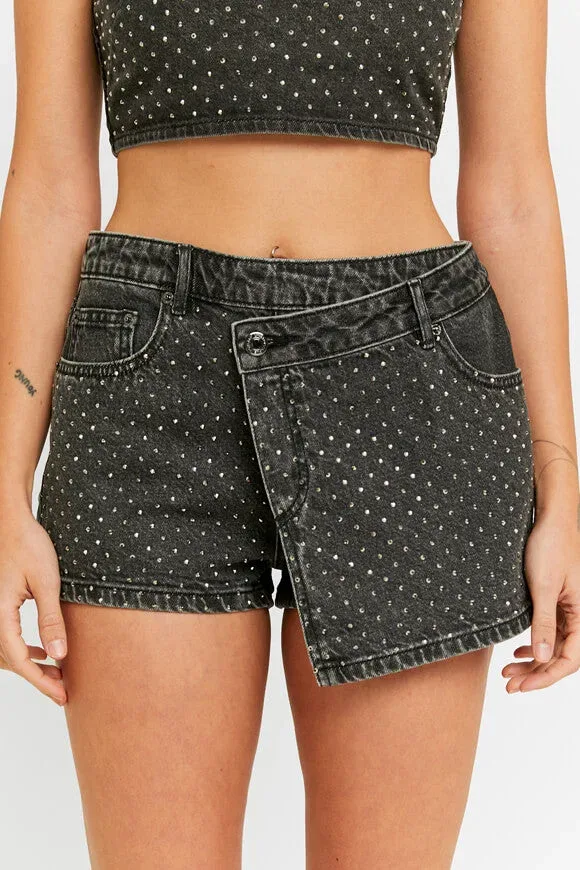 Tally Weijl Jeansshorts mit Strass - Black Washed 36 Damen