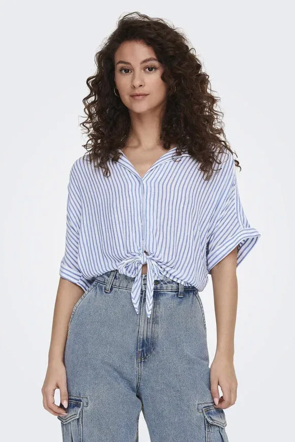 Only Paula Bluse aus Seersucker - Cloud Dancer + Balsam Green M Damen