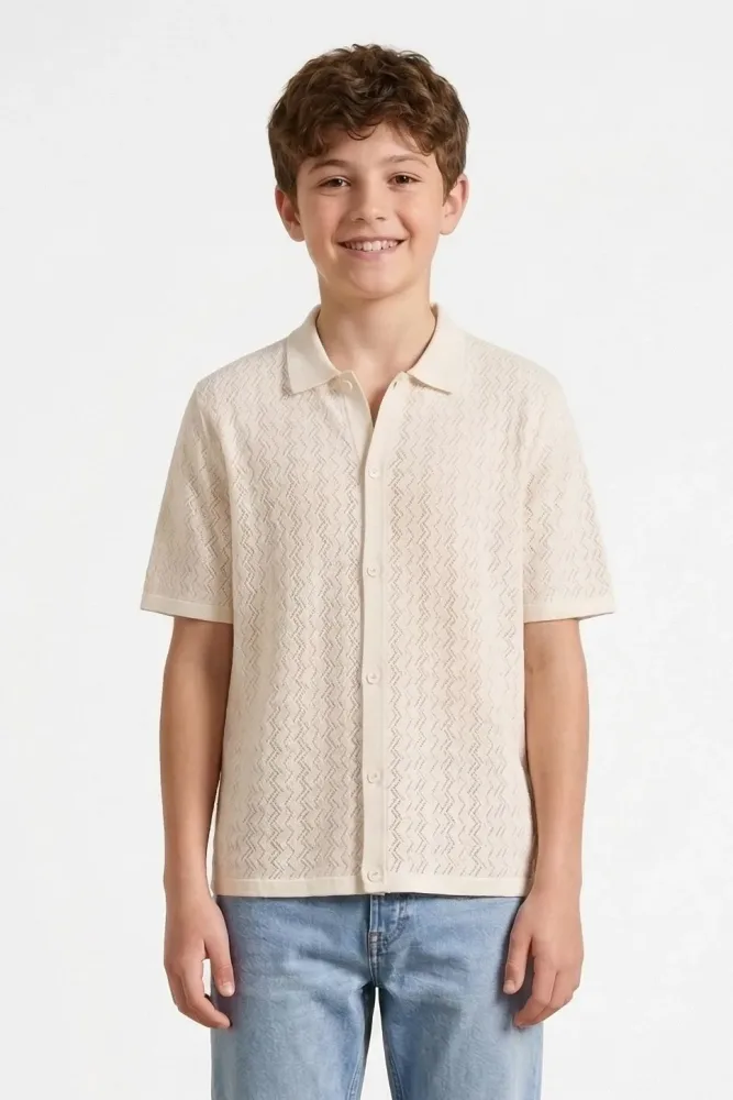 Jack & Jones Junior JORTYLER Strickhemd - Sea Salt 164 Kids