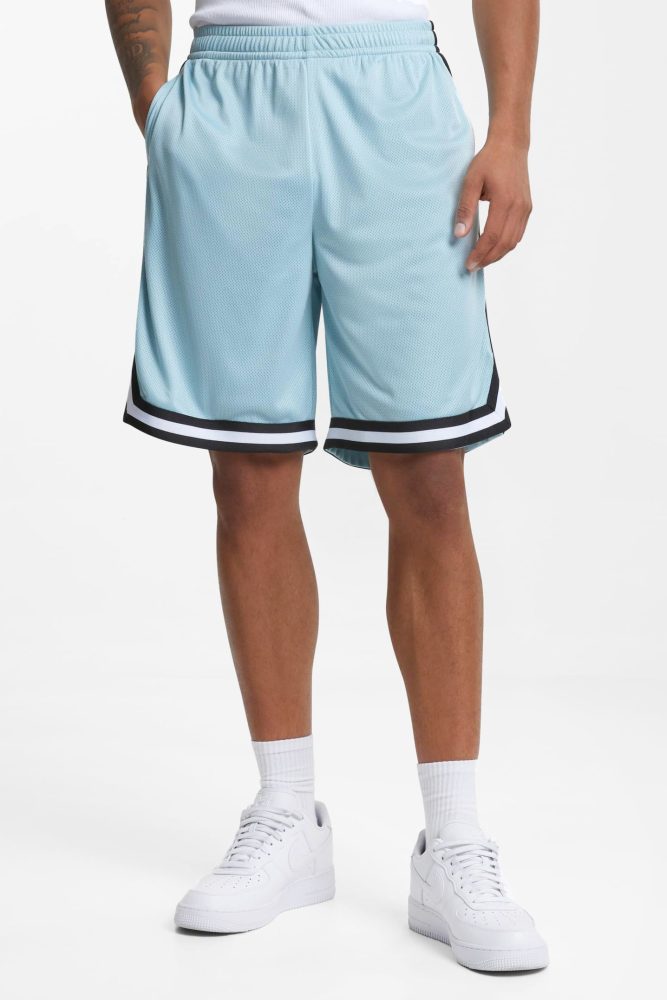 Urban Classics Stripes Mesh Shorts - Oceanblue + Black + White S Herren
