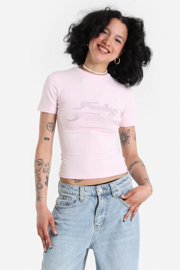 Felicious Crop T-Shirt - Blush Pink M Damen