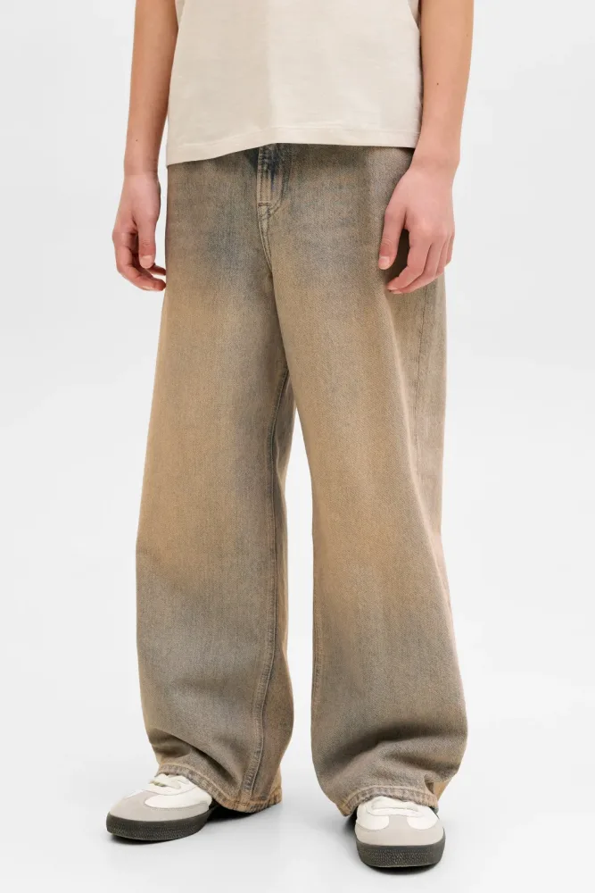 Jack & Jones Junior JJIDAVE Wide Fit Jeans - Blue/Brown 152 Kids