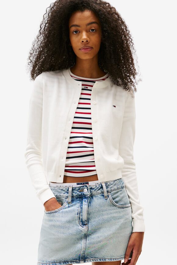 Tommy Jeans Crop Cardigan - Offwhite XS Damen