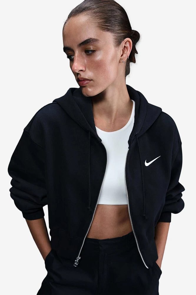 Nike Crop Kapuzensweatjacke - Black S Damen