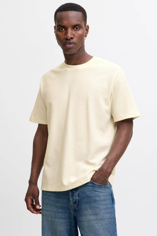 Jack & Jones JJEAUSTIN T-Shirt aus Waffelstoff - Antique White Melange XL Herren