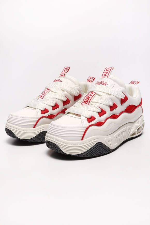 Buffalo Vegan Hero Skate Plateau Sneaker - White + Red EU38 Damen
