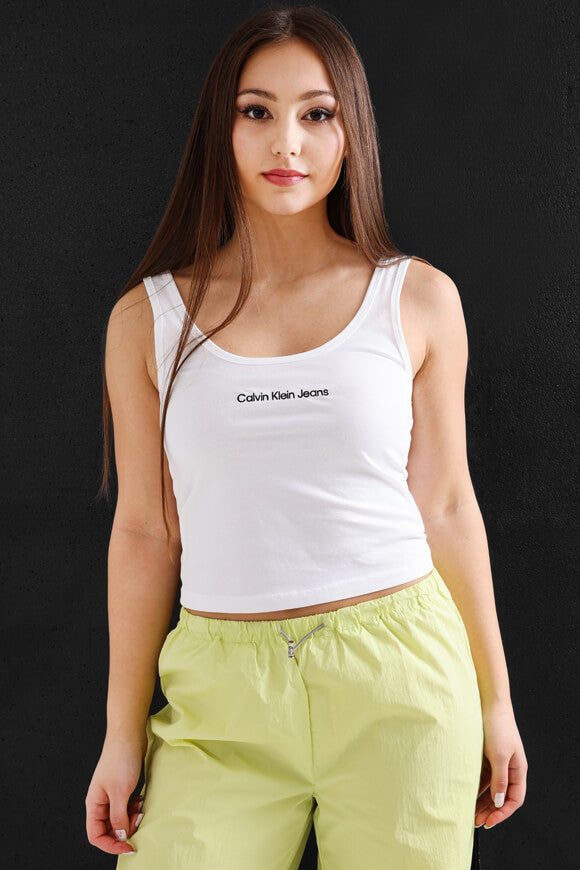 Calvin Klein Jeans Crop Tanktop - Weiss M Damen