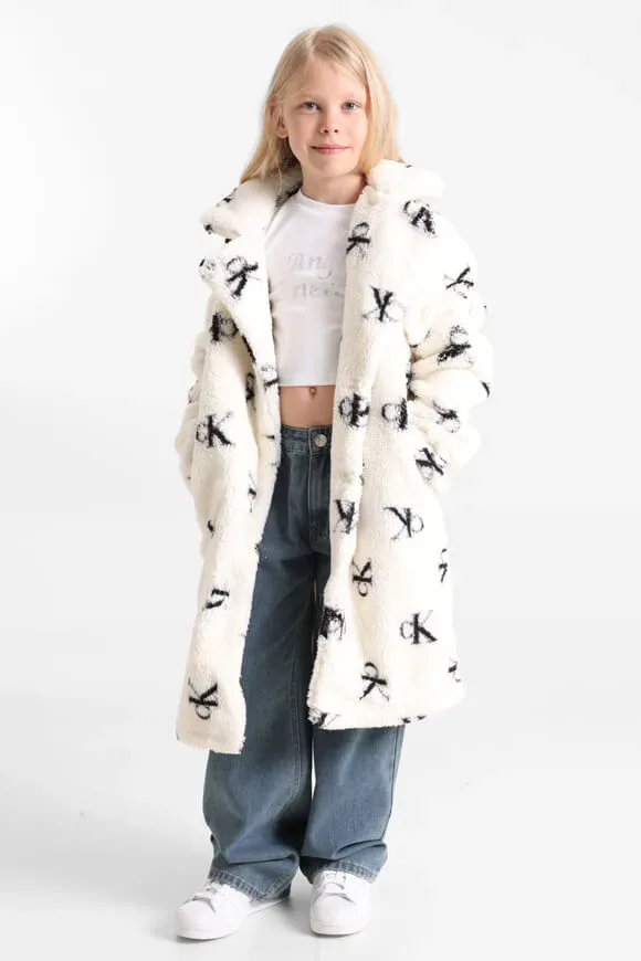 Calvin Klein Jeans Teddy-Mantel - Monogram Aop Ivory 12 Kids