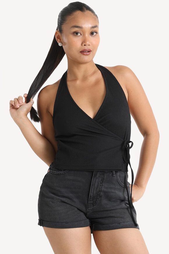 Only ONLBILL Neckholder Crop Top - Black M Damen
