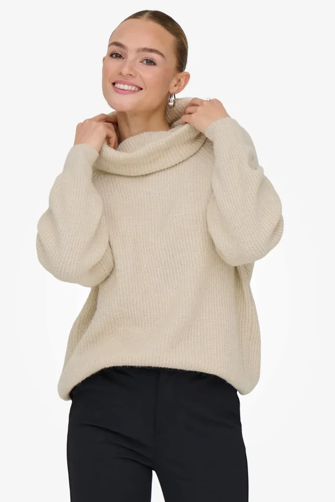 Only ONLWHITNEY Strickpullover - Pumice Stone Melange M Damen