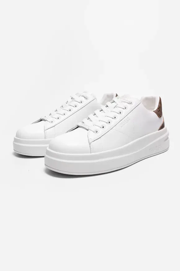 Guess Elbina Plateau Sneaker - White + Beige EU36 Damen