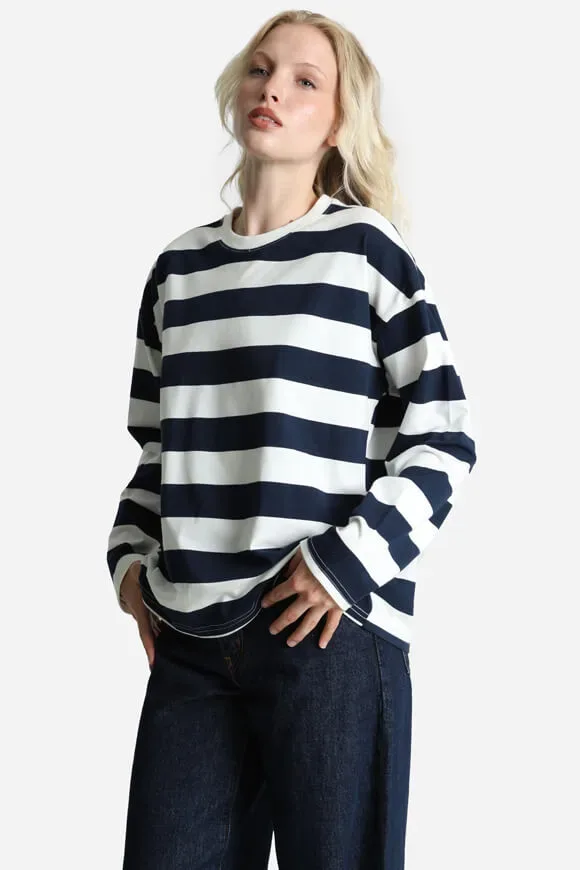 Noisy May NMEMBER Oversize Langarmshirt - Snow White + Navy M Damen