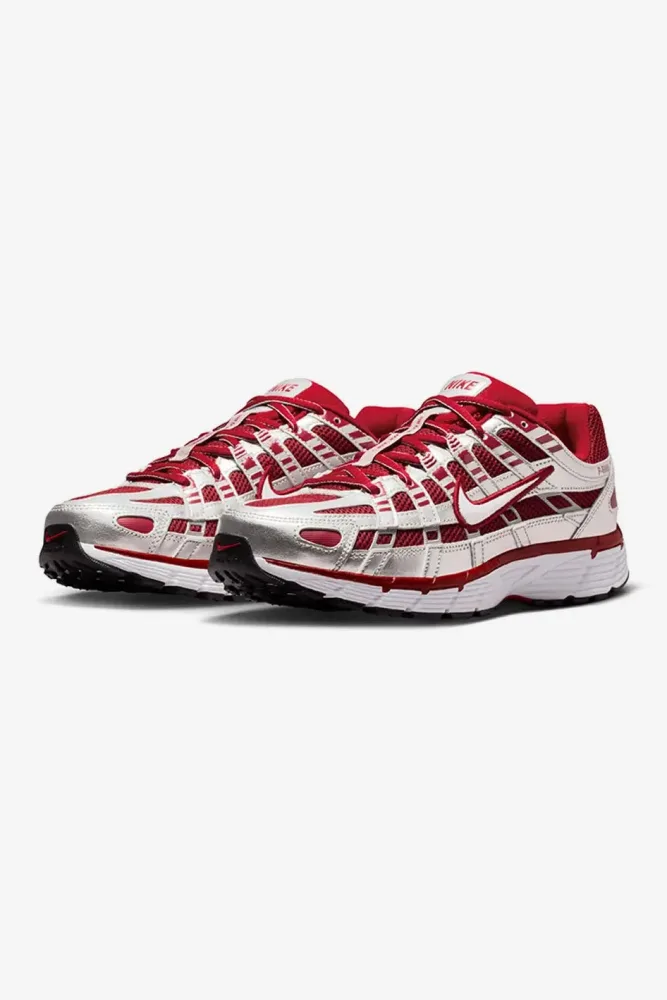Nike P-6000 Sneaker - Metallic Silver + Gym Red EU38 Damen