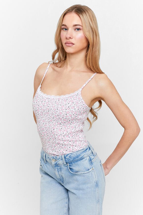 Tally Weijl Geripptes Body - White + Pink XS Damen