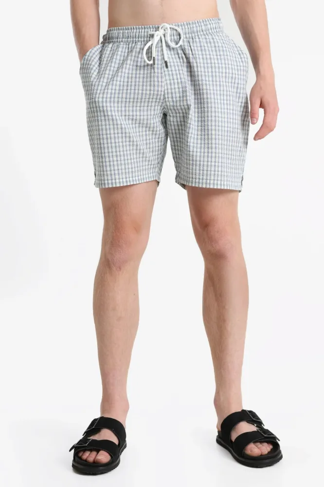 Redefined Rebel RRSLADE Karoshorts aus Seersucker - Ashley Blue S Herren