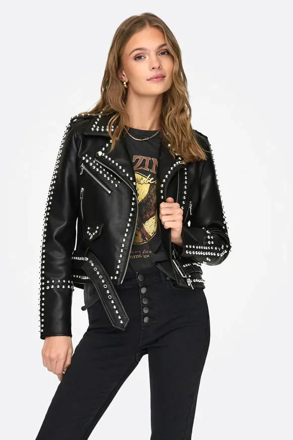 Only Crop Kunstlederjacke - Black S Damen
