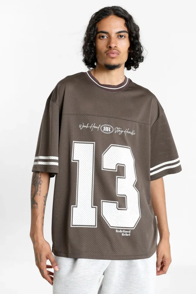 Redefined Rebel RRALVARO Mesh Oversize T-Shirt - Turkish Coffee L Herren