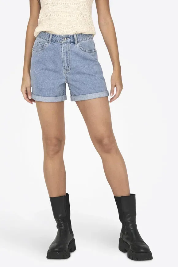 Only Vega Mom Fit Jeanshorts - Light Blue Denim S Damen