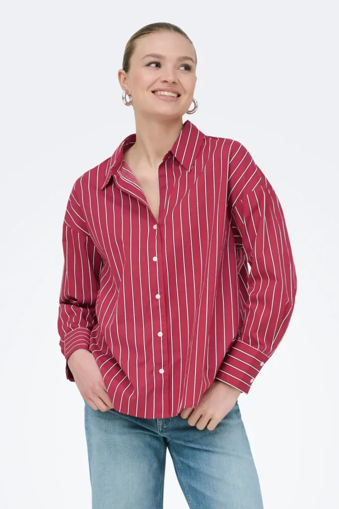 Only ONLOREGON Langes Hemd - Deep Claret M Damen